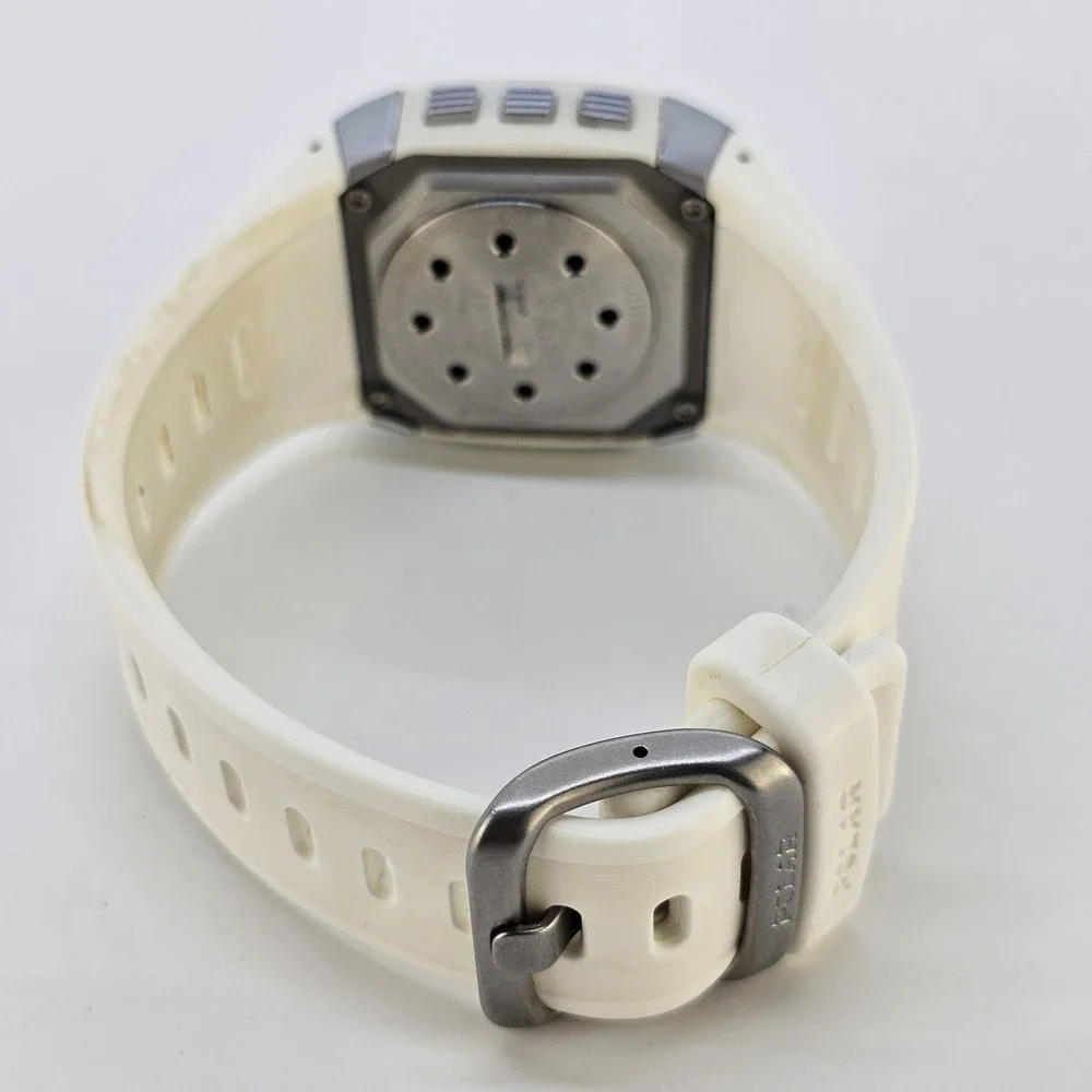 Polar FT60 Men's Digital Watch 40MM White Case White Plastic Bands New Battery